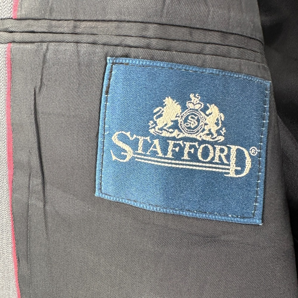 Stafford Mens Blazer Jacket 42R Sport Coat Suit Double Breasted Bluish Grey - Picture 9 of 11